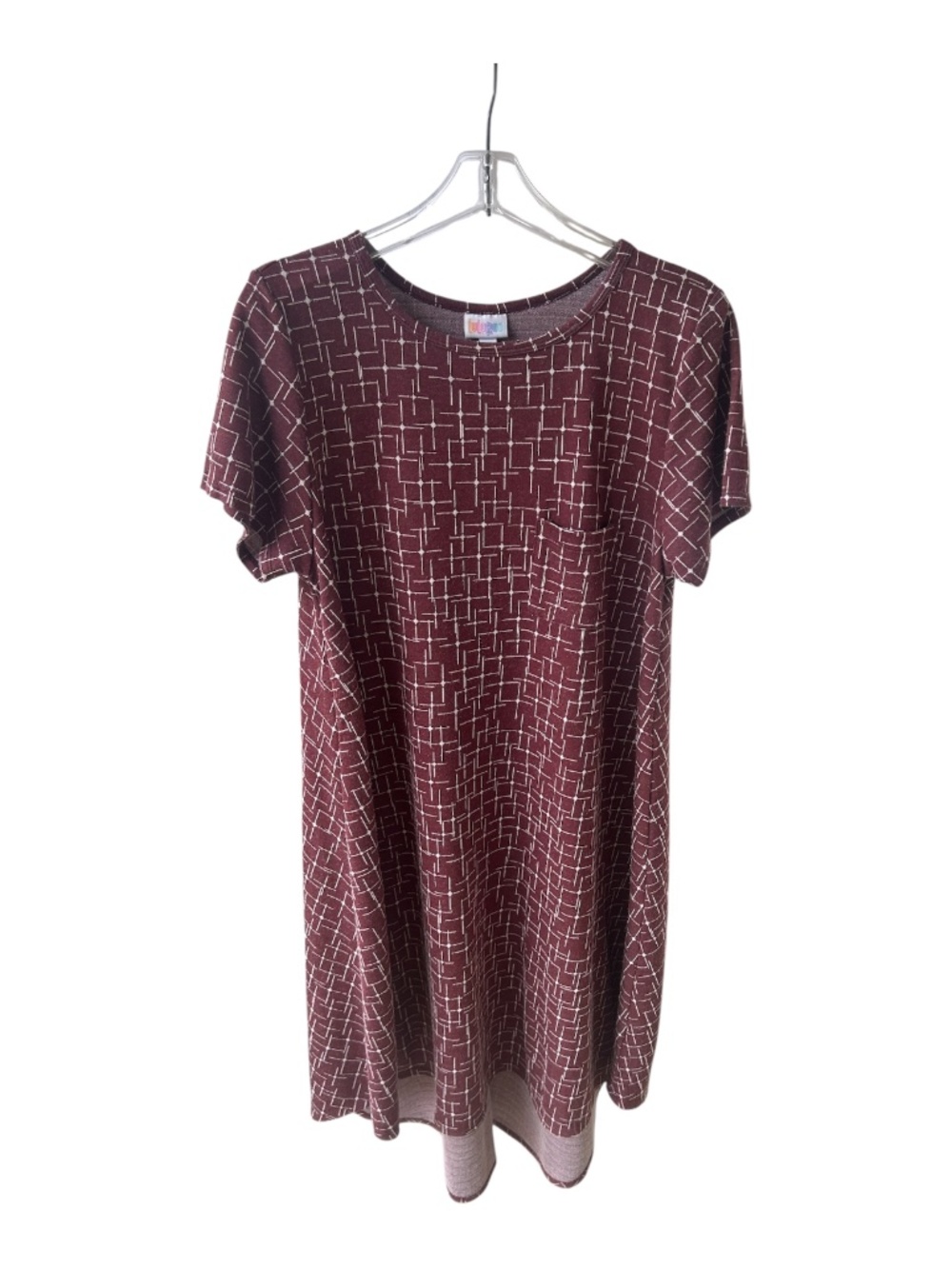LuLaRoe Wine Geometric Printed Midi Dress-Size XL